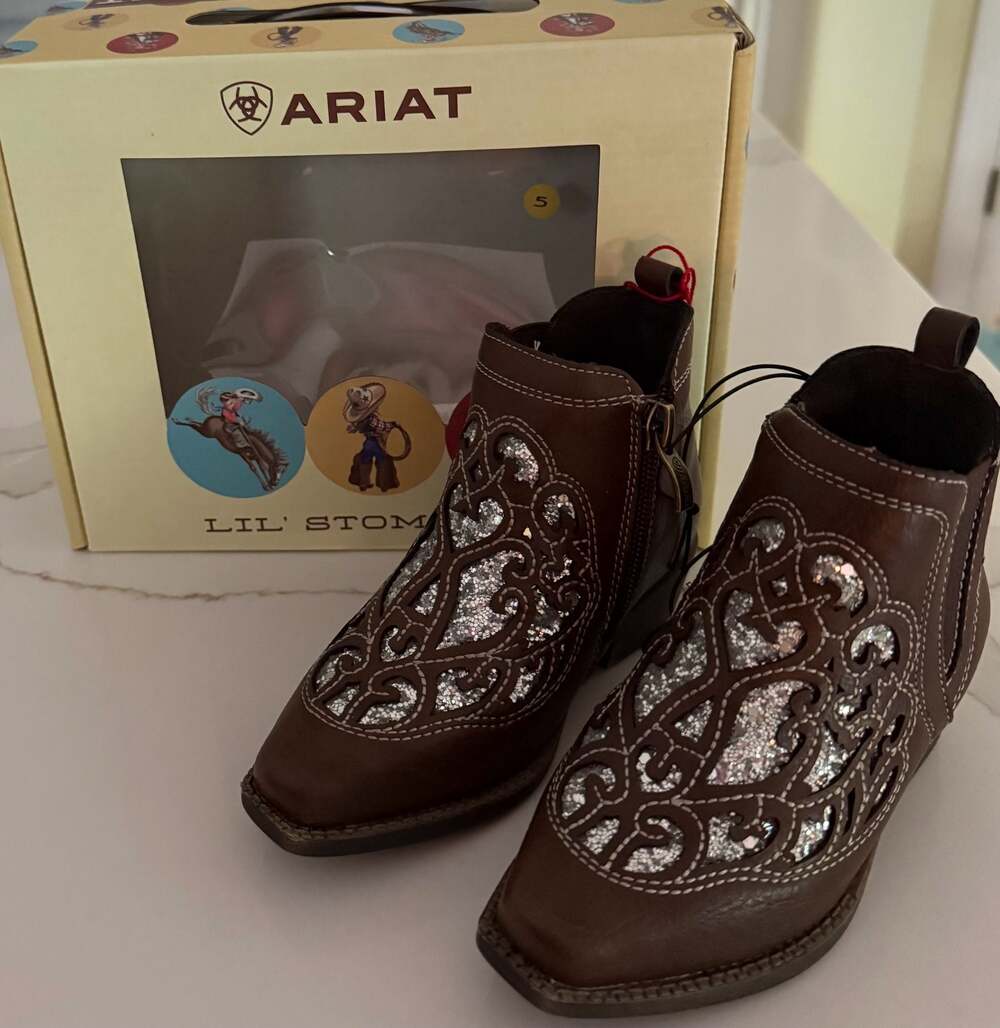 Ariat Lil' Stompers Amy Brown Glitter Western Boots Size 5